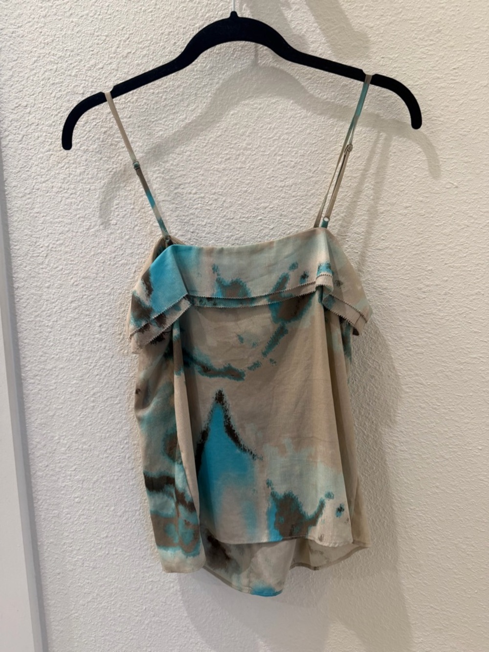 Armani Exchange Beige & Teal Ruffled Tie-Dye Camisole - Picture 2 of 4